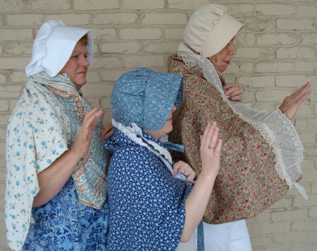 Pioneer Dresses, Bonnets, Shawls, etc.